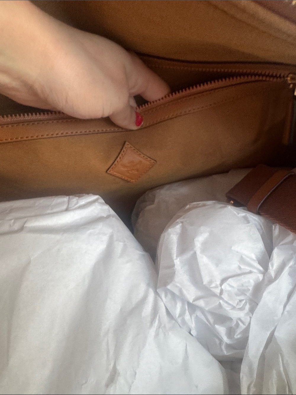 Brand New MCM Cognac Visetos Weekender with Multicolor Perfume Bottle Print. - Picture 5 of 7